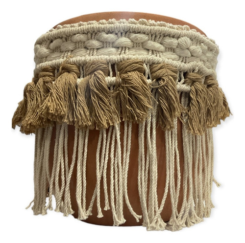 Maceta De Terracota Natural Con Macramé (mediana)