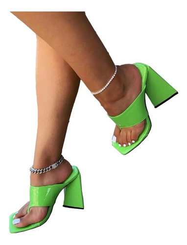 Moda Color Sólido Fondo Grueso Zapatillas Tacón Alto Mujer