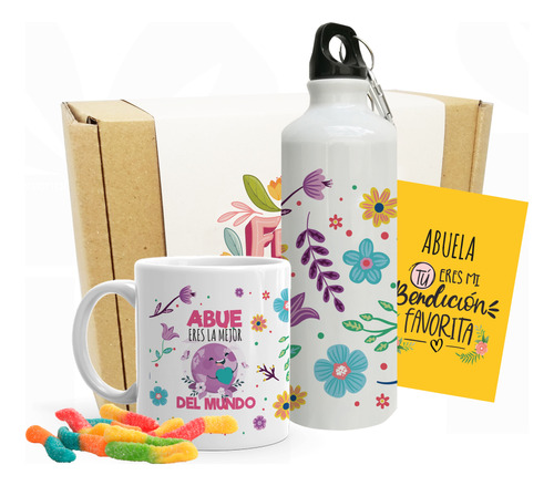 Kit De Regalo Feliz Día Abuela / Mug La Mejor Abue Del Mundo