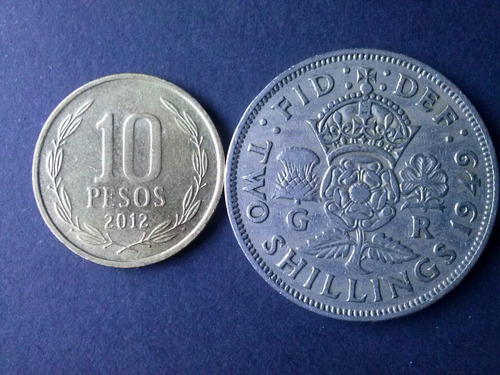 Moneda Inglaterra Two Schilling 1949 Níquel (c10)