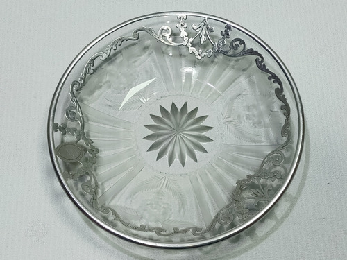 Plato Decorativo Vintage Vidrio Plata 14 Cms