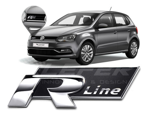 Insignia Logo  R-line Metálica P/ Parrilla Negra  Vw Ing 01