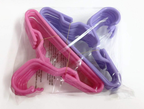 12 Perchas De Plástico Rosa Y 12 Lavanda Para Muñecas De 18