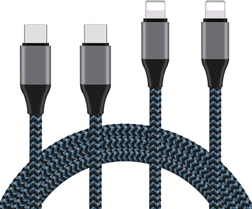 Cable Usb C A Lightning, Paquete De 2 Cargadores De Nailon T