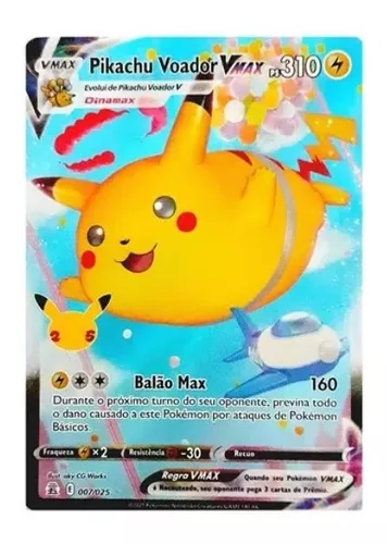 Carta Pokémon Pikachu Voador Vmax (007/025) - 25 Anos