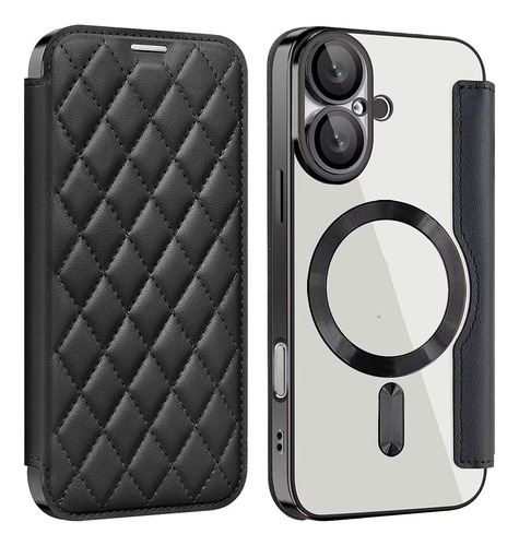 Funda Para iPhone 16, Lujosa Carcasa De Rejilla, Protección Contra Caídas, Antirrobo, De Piel Con Tapa, Tarjetero, A Prueba De Golpes