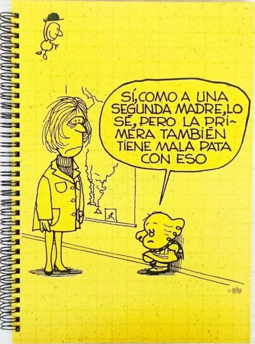 Cuaderno A4 Rayado Mafalda Educacion Amarillo - Tapa Dura