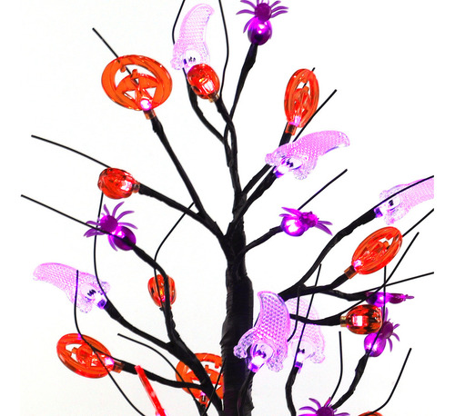 24 Luces Led Moradas For Árbol De Halloween, 20 Pulgadas, C