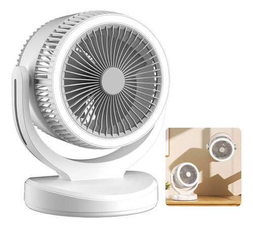 Ventilador Piso Pared Escritorio Portátil Recargable Luz Led Blanco