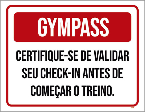 Kit 3 Placa - Gympass Validar Check-in Treino 36x46