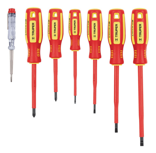 Juego 6 Desarmadores Dieléctricos Y 1 Probador Truper 14196