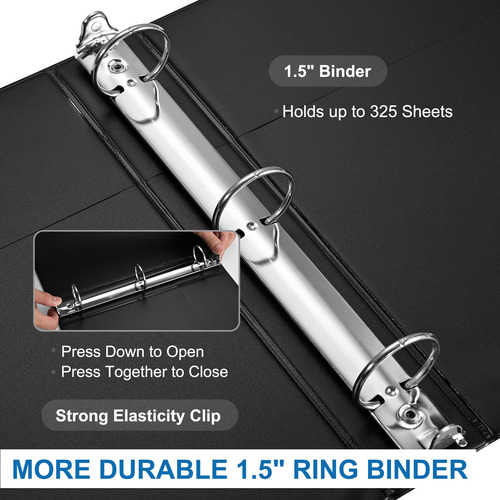 Binder Suqjoy 3 Anillas De 1.5 Pulgadas Con Cubierta Transpa