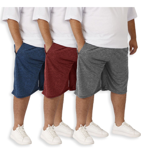 Kit 3 Bermuda Short Masculino Dry Fit Treino Plus Size