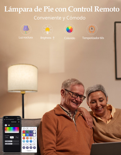 Lampara De Pie Moderna Wifi Led Rgb Alexa Google Home Control Por App