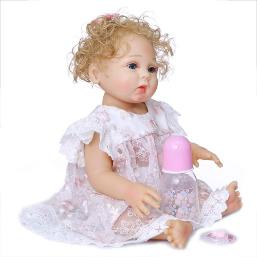 Muñeca Reborn De Silicona 45 Cm Niña Realista Ojos Azules