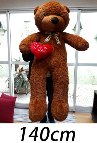 Urso Marrom Gigante 1,40 Mts 140 Cm Romântico Coração Amor