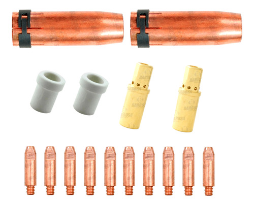 Kit Mig 135 2bocais/2isola/2dif/10bico 0,8/1,0 Ou 1,2mm