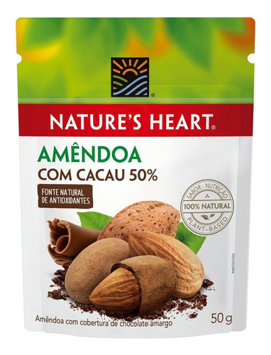 Snack Amêndoa Com Cacau Nature's Heart 50g