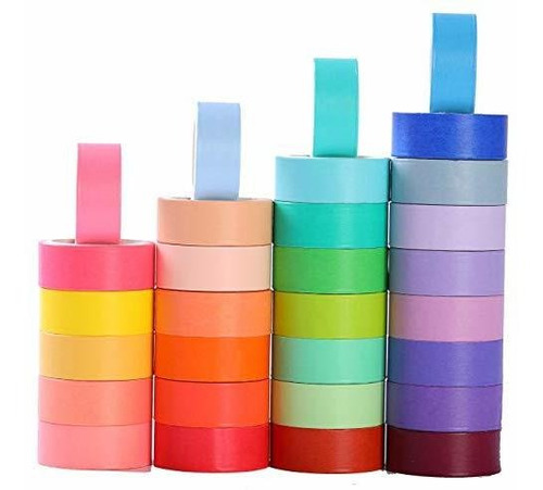 30 Cintas De Papel Washi Decorativa De Colores Rainbow 