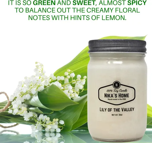 Nikas Home Lily Of The Valley Soy Vela 12 Oz Mason Jar No Tó