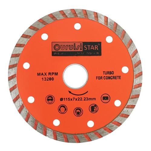 Imagen 1 de 10 de Disco Diamantado Para Amoladora Angular 115mm Turbo