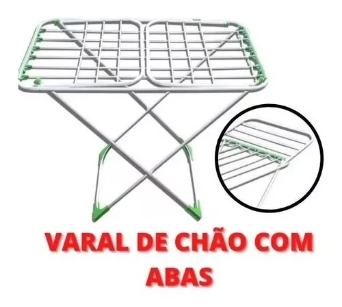 Varal de Chão Aluminio com Abas Dobrável Retrátil Grande - Loja Brafer