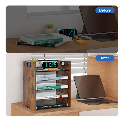 Organizador De Computadora De Madera De 5 Niveles