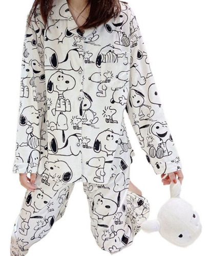 Pijama Japonés Lindo Animados Snoopy Señoras De Manga Larga
