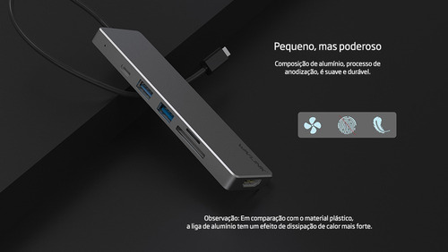 Wavlink Wl-uhp3407 Hub Usb-c 7 Em 1 30cm 5gbps