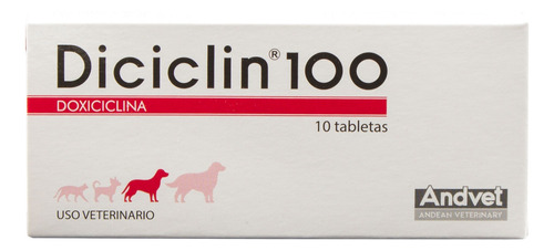 Andvet Diciclin 100 10tab Doxiciclina 100mg Uso Veterinario