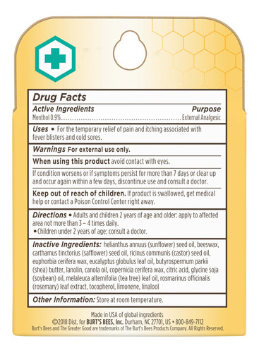 Bálsamo Labial Burt's Bees Medicated Lip Balm, Pacote Com 4,