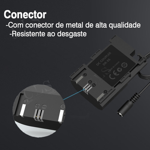 Imagem 3 de 8 de Fonte Ack-e6 V2 Adaptador Ac P/ Canon 70d 80d 5d Mark Iv 5ds