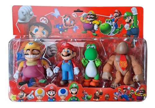 Set 4 Figuras De Mario Bros 12-15cm Videojuego Nuevo En Caja