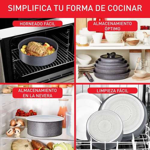 Juego de Sartenes T-Fal Natural On Ingenio 24/28 Cm Mango Removible Comodidad y Facilidad en Cada Uso Cocina Sin Límites L7669353