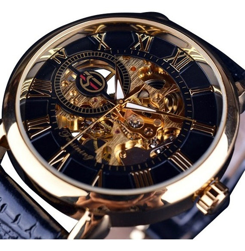 Hombres Reloj Mecánico 3d Literal Romano Número Dial Reloj