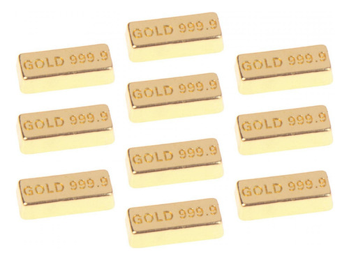 Nuevo 2 X 10 Piezas Modelo De Barra De Oro Artificial 1:12