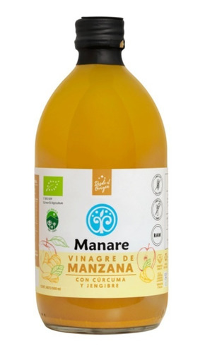 Manare - Vinagre De Manzana Con Curcuma Y Jengibre 500ml