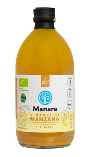 Manare - Vinagre De Manzana Con Curcuma Y Jengibre 500ml