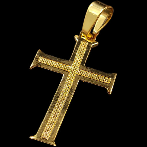 Pingente De Moeda Antiga Thais Acessórios Premium Cruz Templário Com Sem Pedra Y Desenho Do Crucifixo Com 1mm De Diâmetro - 2.5mm De Comprimento X 0.5cm De Altura - Dourado Joalheria