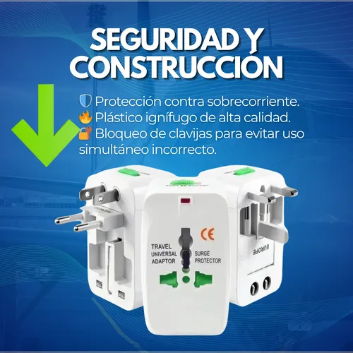 Adaptador Enchufe Universal Ac Viajero + Cargador 2 Usb