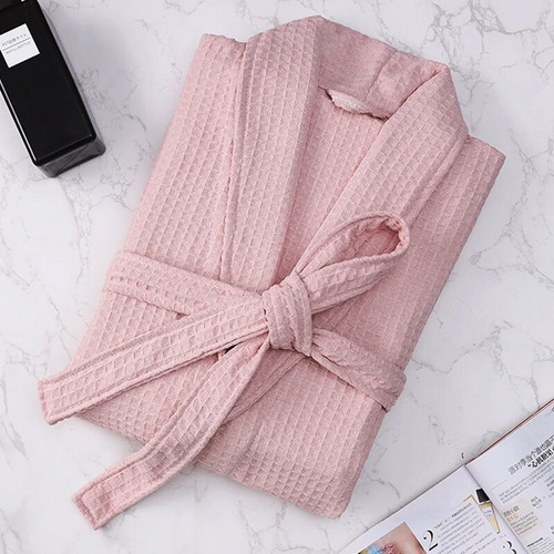 Albornoz Waffle Mujer Verano 100% Algodón Bata Ropa De