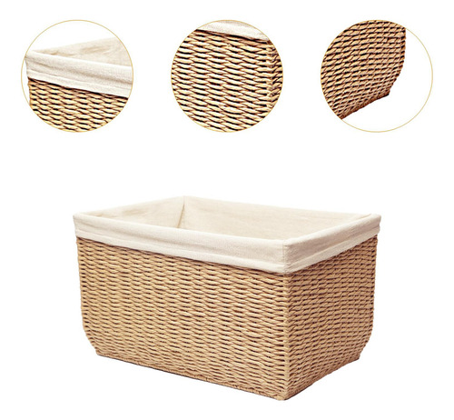 Cesta Tejida Para Guardar Juguetes, Cesta Beige Pequeño