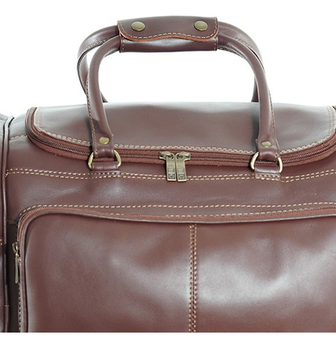 Bolso Cuero 100% Legitimo Tamaño Mano Berna Mossi Marrón Claro