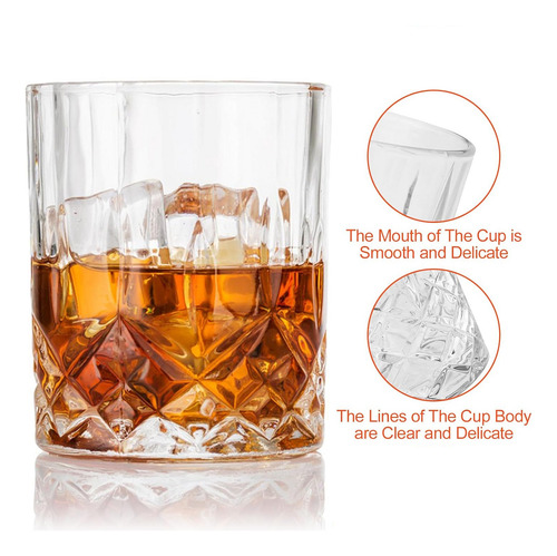Set De 6 Vasos De Vidrio Para Whisky Licor 310ml Whiskeros Transparente