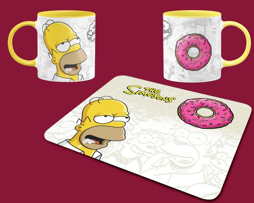Mousepad Simpson + Taza, Regalo Personalizado A1