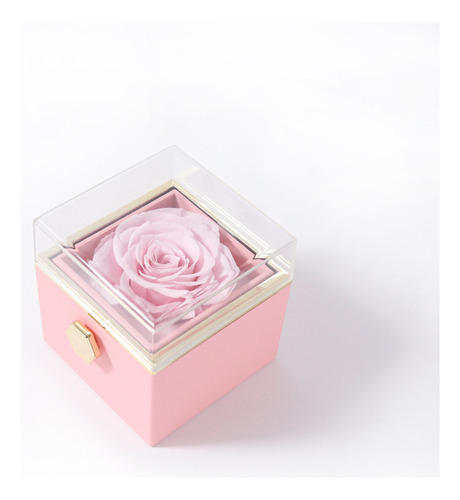 Caja De Anillos De Compromiso De Terciopelo Con Flores Rosas