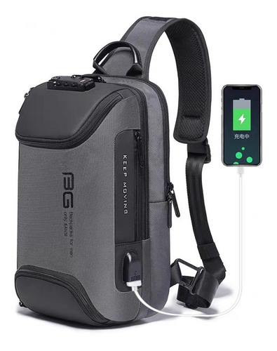 Pechera Mochila Hombre Usb Impermeable 7082g Antirrobo Tsa