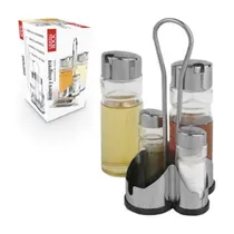 Comprar Aceitera Y Vinagrera Set X 4 + Salero Pimentero Acero Vidrio