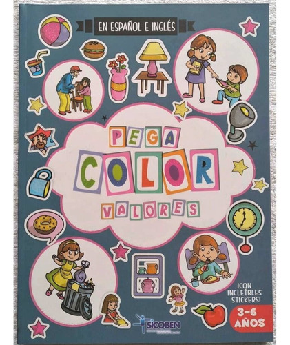 Libro Infantilcolorear Stickers Pega Color Valores