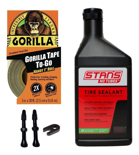 Kit Tubeless-valvulas Presta Negra+cinta Gorilla+stans 16oz